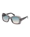 Tom Ford Sandra-02 52mm Square Sunglasses In Transparent