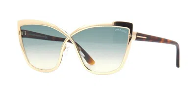 Pre-owned Tom Ford Sandrine-02 Ft 0715 Rose Gold/green Shaded (28p F) Sunglasses