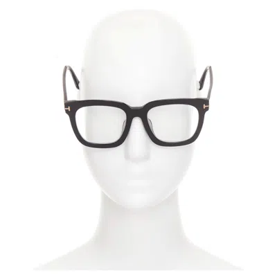 Pre-owned Tom Ford Sari Tf690-f Black Acetate Silver T Bar Oversized Optical Frame Glasses