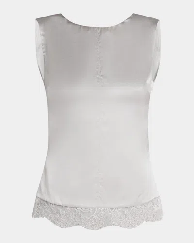 Tom Ford Satin And Lace Sleeveless Top In Silver