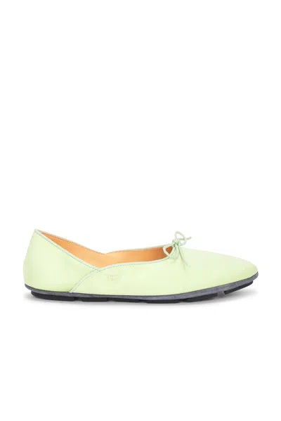 Tom Ford Satin Ballet Flat In Green
