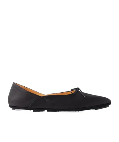 Tom Ford Satin Ballet Flats In Black