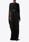 Tom Ford Satin Jersey Kaftan With Golden Belt In Black