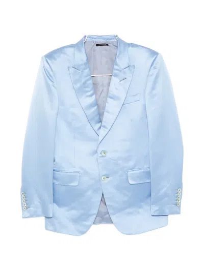 Tom Ford Satin Blazer In Blue