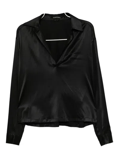 Tom Ford Satin Blouse In Black