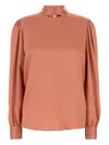 Tom Ford Salmon Satin Blouse In Brown