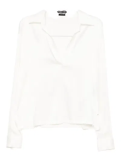 Tom Ford Satin Blouse In White