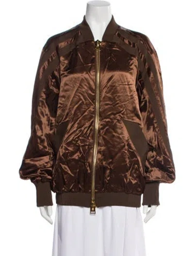 Pre-owned Tom Ford Satin Bomber Jacket In Brown