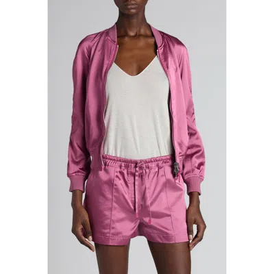 Tom Ford Satin Bomber Jacket In Fuchsia Rose