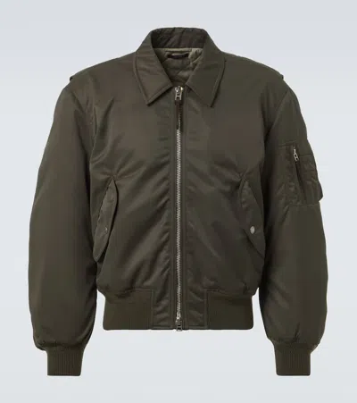 Tom Ford Satin Bomber Jacket In Green