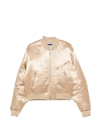 Tom Ford Satin Bomber Jacket In Neutral