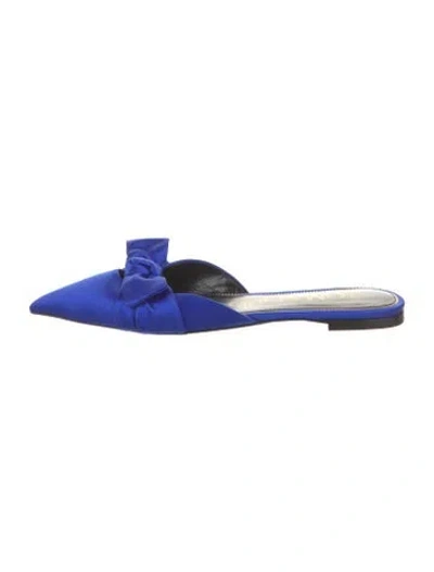 Pre-owned Tom Ford Satin Bow Accents Mules In Blue