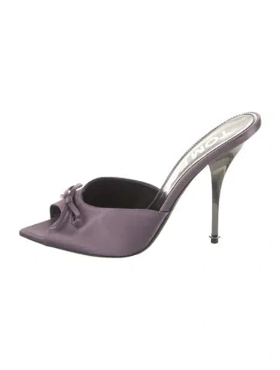 Pre-owned Tom Ford Satin Bow Accents Slides In Purple