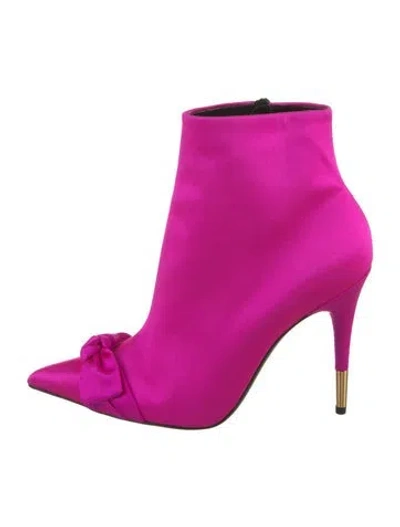 Pre-owned Tom Ford Satin Bow Accents Sock Boots In Pink