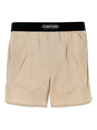 Tom Ford Satin Boxer In Neutrals