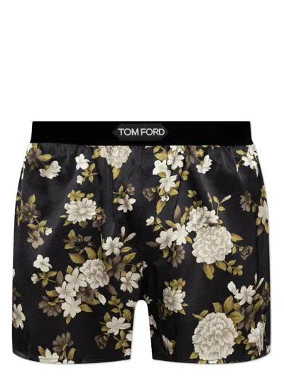 Tom Ford Silk Logo-waistband Briefs In Black