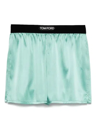 Tom Ford Satin Boxers In Green