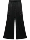 Tom Ford Stretch Silk Satin Flare Leg Cargo Pajama Pants In Black