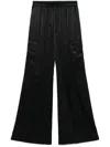 Tom Ford Stretch Silk Satin Flare Leg Cargo Pajama Pants In Black