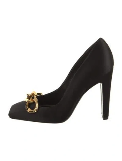 Pre-owned Tom Ford Satin Chain-link Accents Pumps In Black