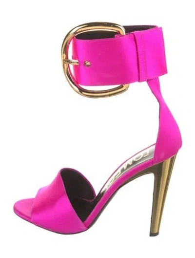 Pre-owned Tom Ford Satin Colorblock Pattern Sandals In Pink