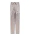 Tom Ford Satin Drawstring Cargo Pants In Silver