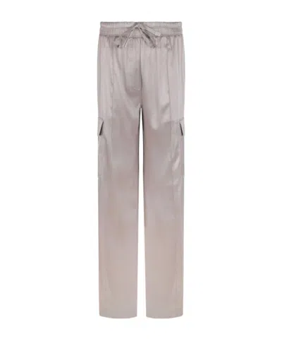 Tom Ford Satin Drawstring Cargo Pants In Silver