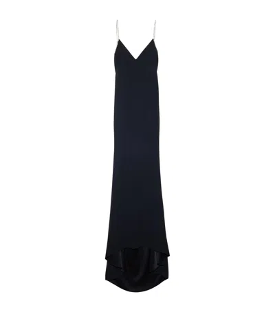 Tom Ford Satin Embellished Maxi Dress In Blue