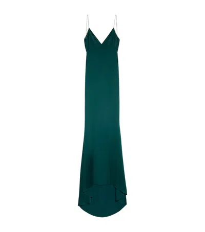 Tom Ford Satin Embellished Maxi Dress In Green