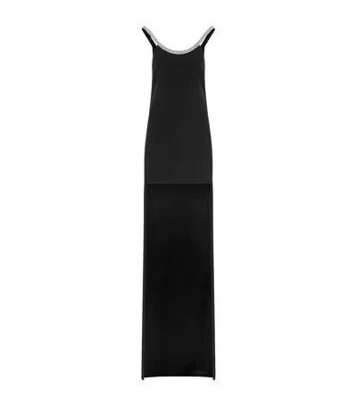 Tom Ford Crystal Sleeveless Grain De Poudre High-low Gown In Black