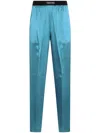 Tom Ford Satin Tailored Trousers Patch And Side Pockets In Blue