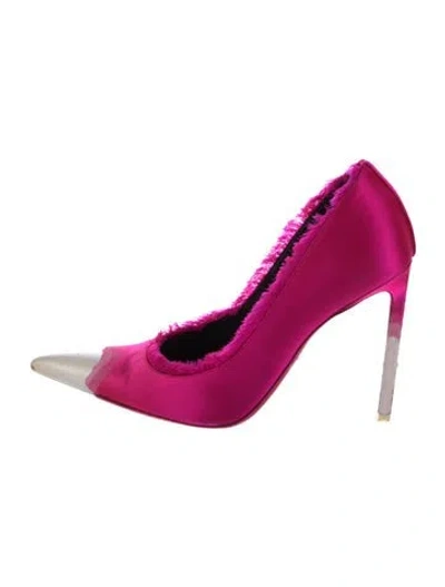 Pre-owned Tom Ford Satin Fringe Trim Accent Pumps In Pink