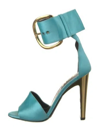 Pre-owned Tom Ford Satin Gladiator Sandals In Blue