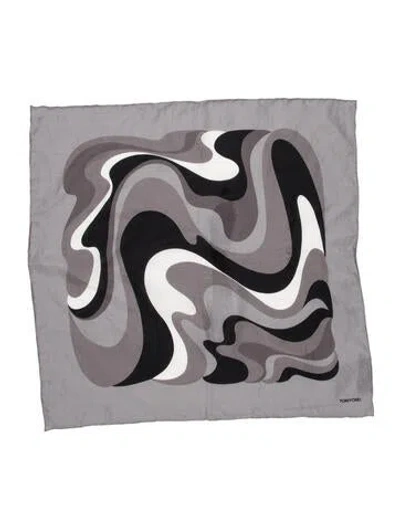 Pre-owned Tom Ford Satin Grey Pattern Print Handkerchief In Gray