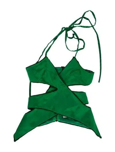 Pre-owned Tom Ford Satin Halterneck Crop Top In Green