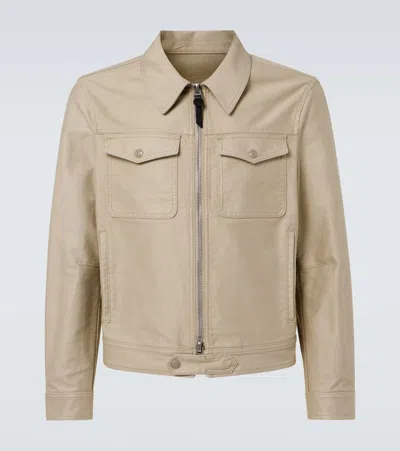 Tom Ford Brushed Cotton Satin Jacket In Neutrals