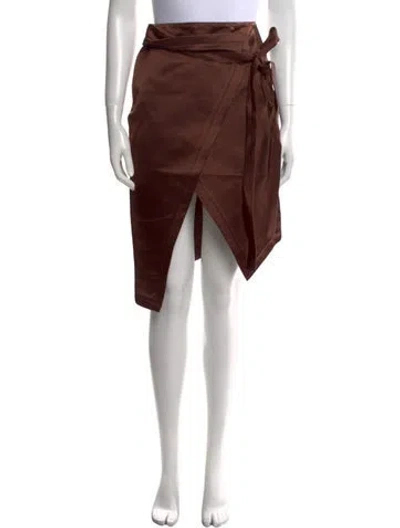 Pre-owned Tom Ford Satin Knee-length Skirt In Brown