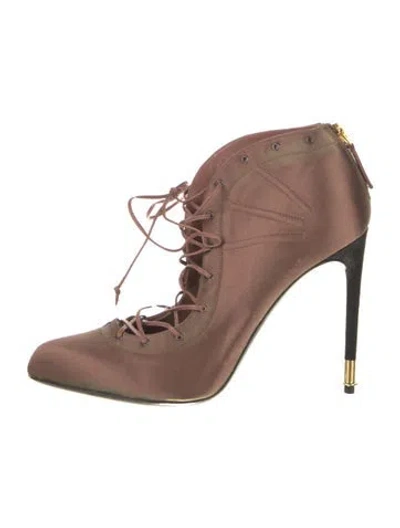 Pre-owned Tom Ford Satin Lace-up Boots In Pink