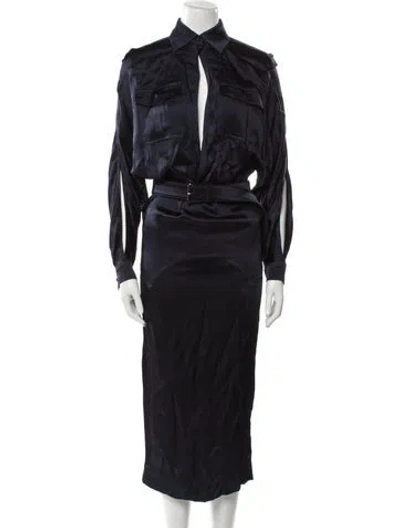 Pre-owned Tom Ford Satin Long Dress In Blue
