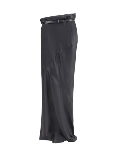 Tom Ford Silk Satin Long Skirt In Black