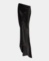 Tom Ford Asymmetric Satin Maxi Skirt With Train In Black