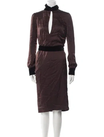 Pre-owned Tom Ford Satin Midi Length Dress In Brown