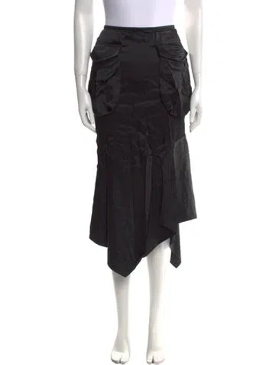 Pre-owned Tom Ford Satin Midi Length Skirt In Black
