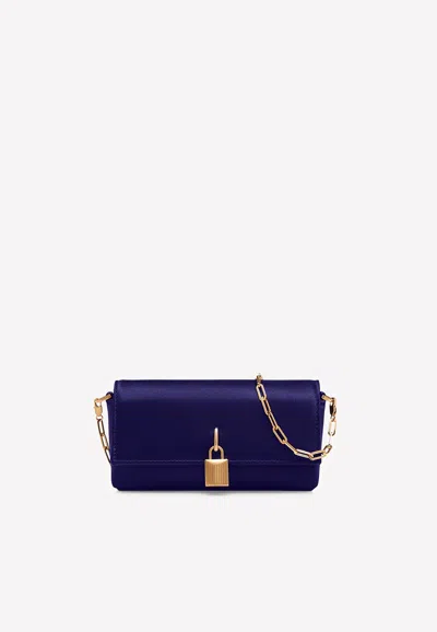 Tom Ford Padlock-charm Satin Clutch Bag In Purple