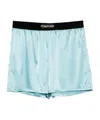 Tom Ford Satin Pajamas Shorts In Blue