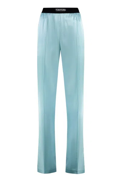 Tom Ford Satin Pants In Blue