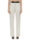 Tom Ford Women's Logo Patch Straight Leg Trousers In White