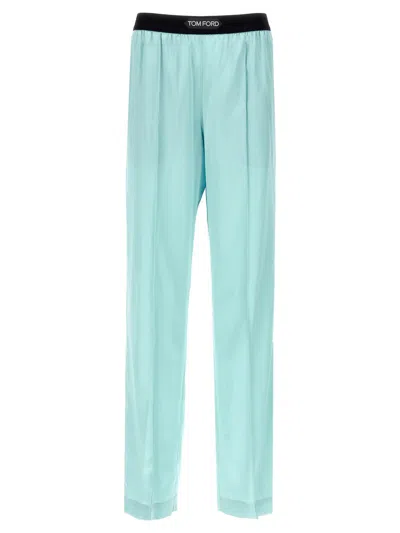 Tom Ford Satin Pants In Blue
