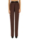 Tom Ford Pantaloni Pajama In Raso Di Seta Elasticizzato In Brown
