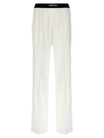 Tom Ford Primrose Liliac Silk Satin Pijama Pants In White